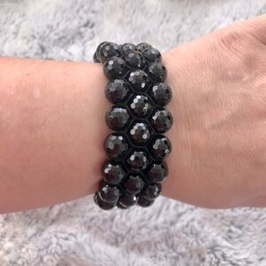 Faceted Onyx Triple Row Bracelet